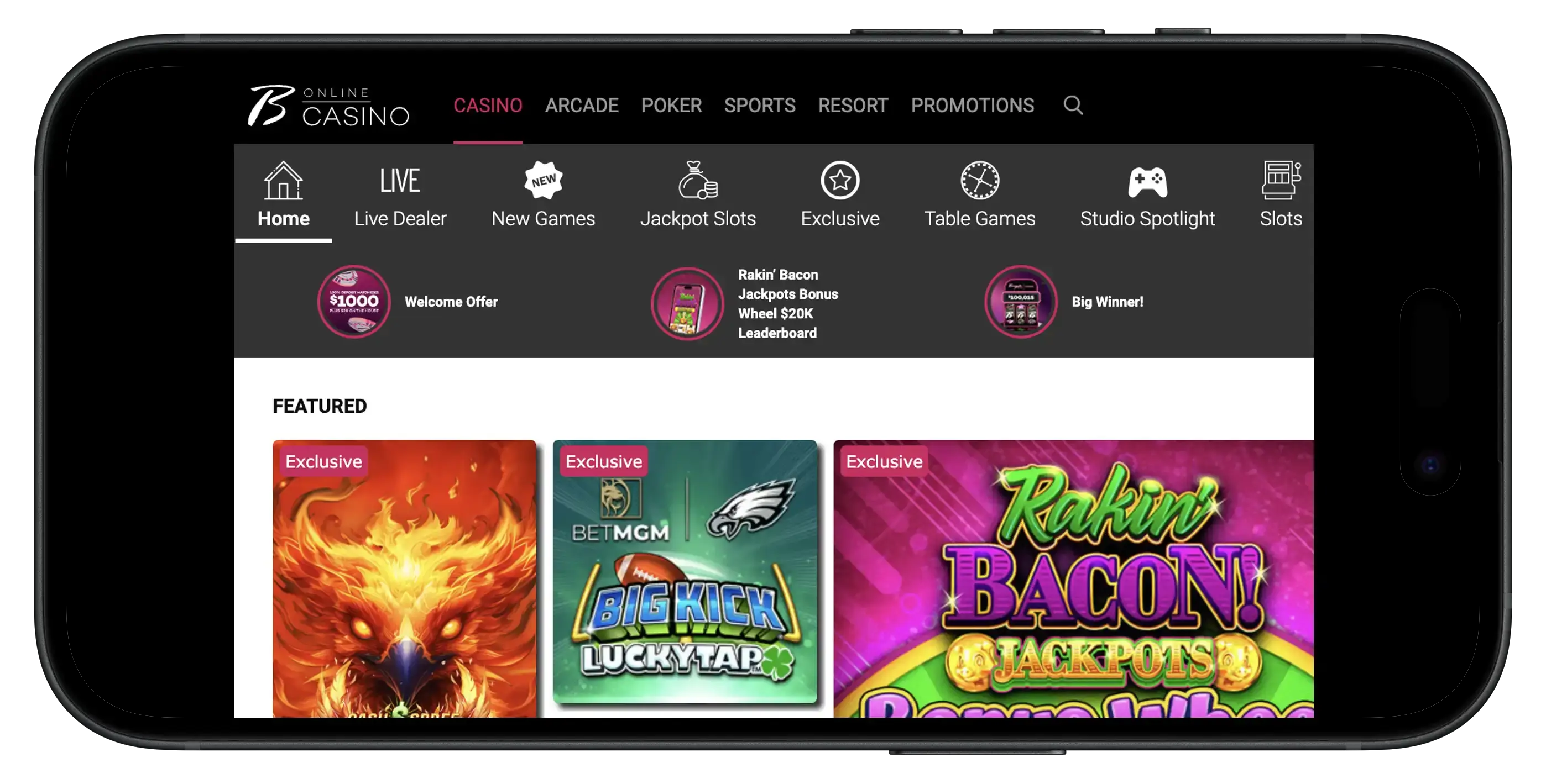 Borgata Casino Games on mobile.