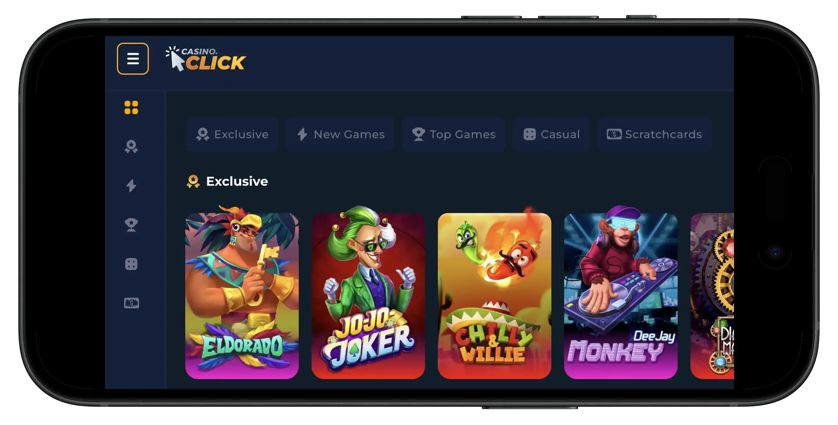Casino Click exclusive games on mobile.