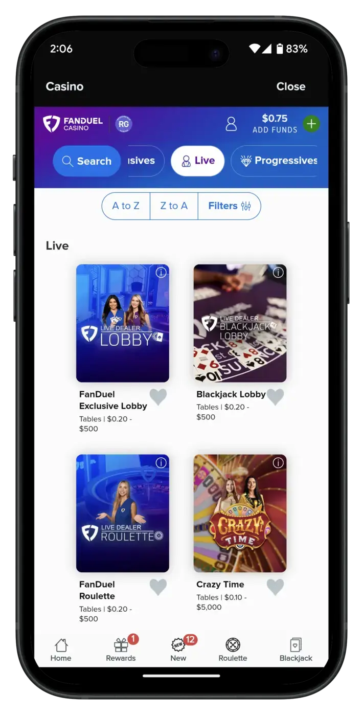 FanDuel Casino App Live Dealer Games