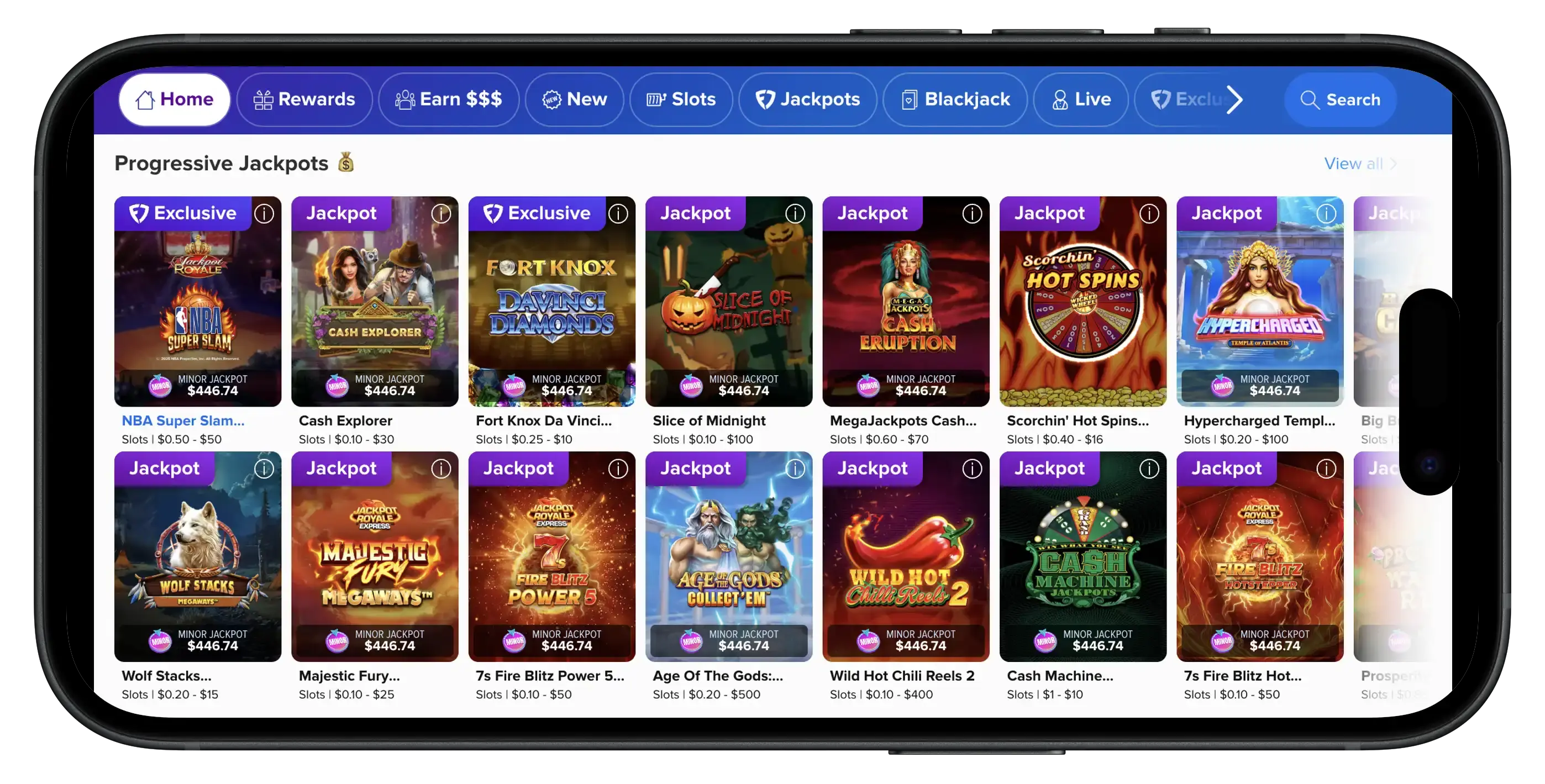 FanDuel Casino progressive jackpots on mobile.