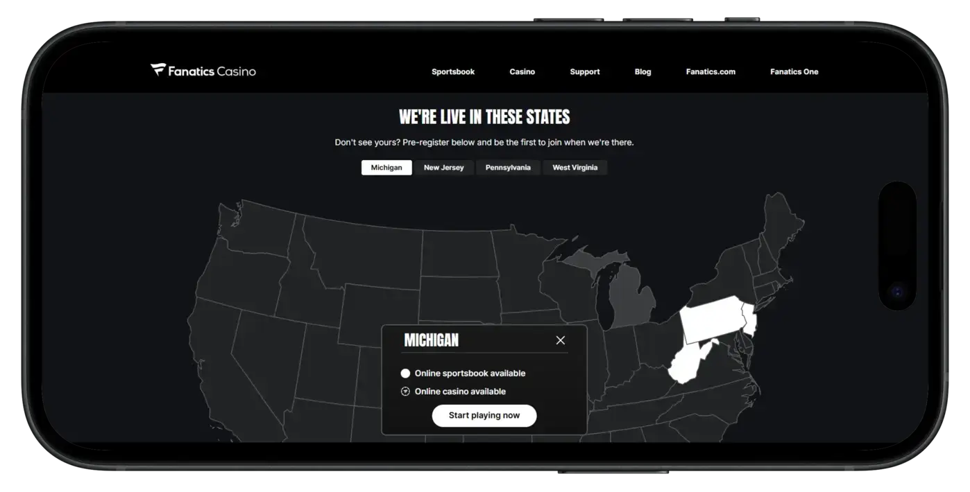 Fanatics Casino Legal States