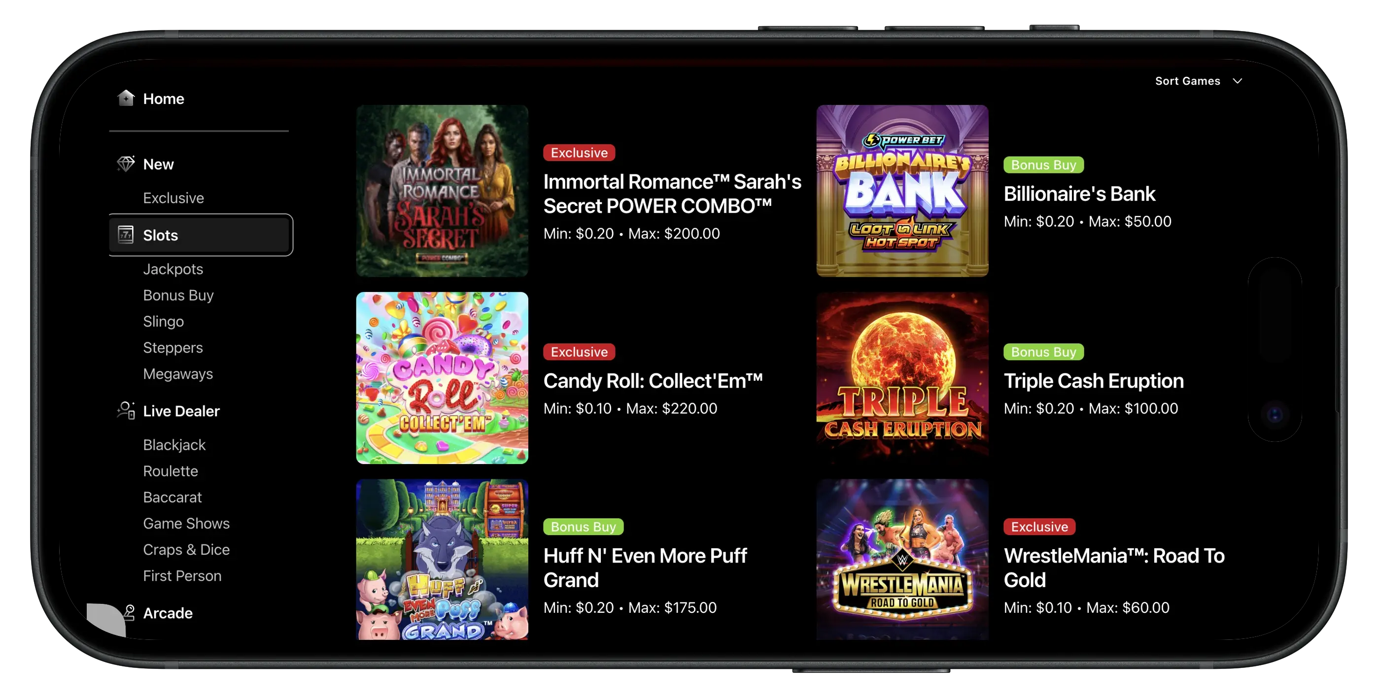 Fanatics Casino slots and game selection.