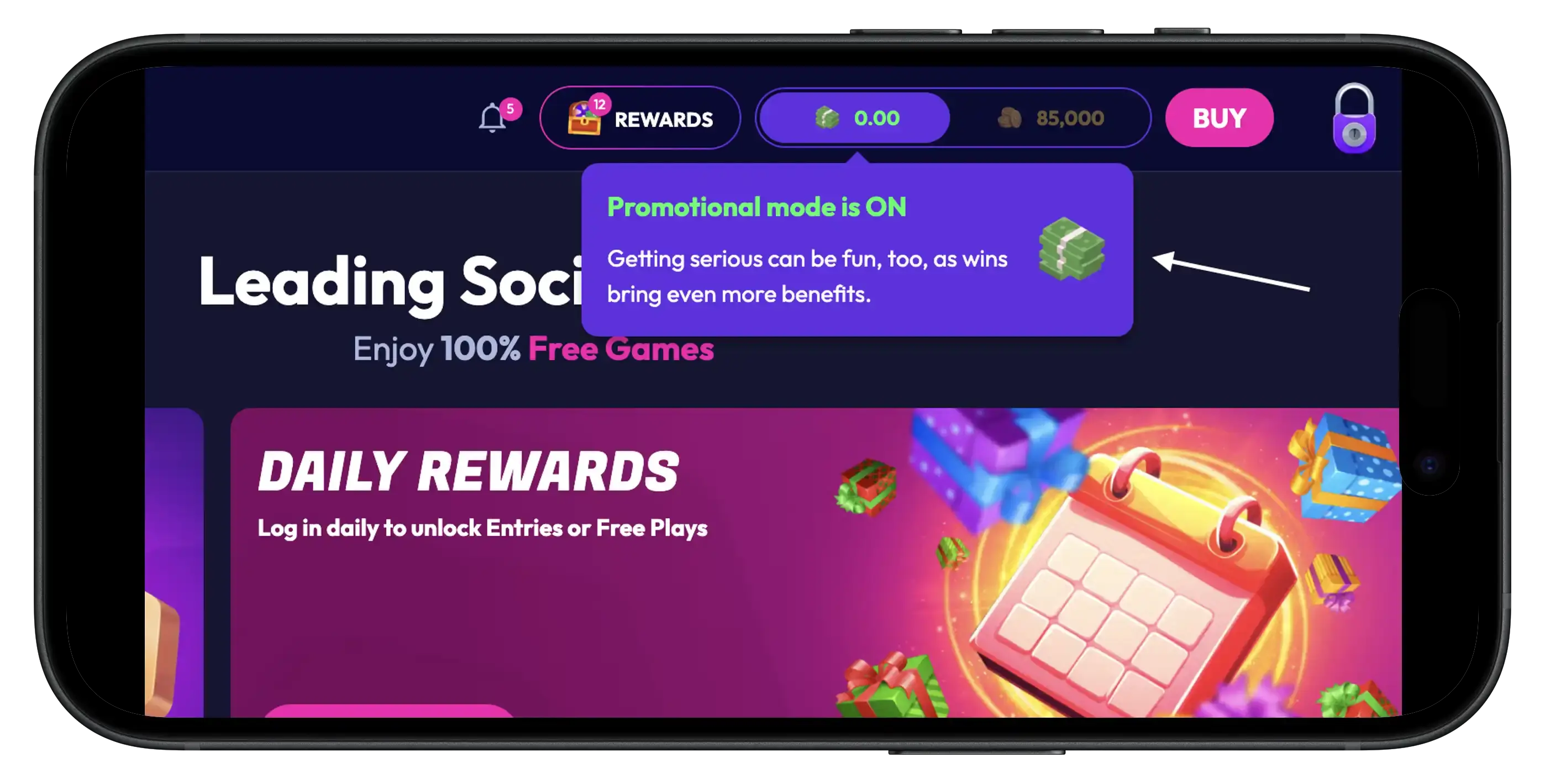 Promotional Mode at Funrize on mobile.