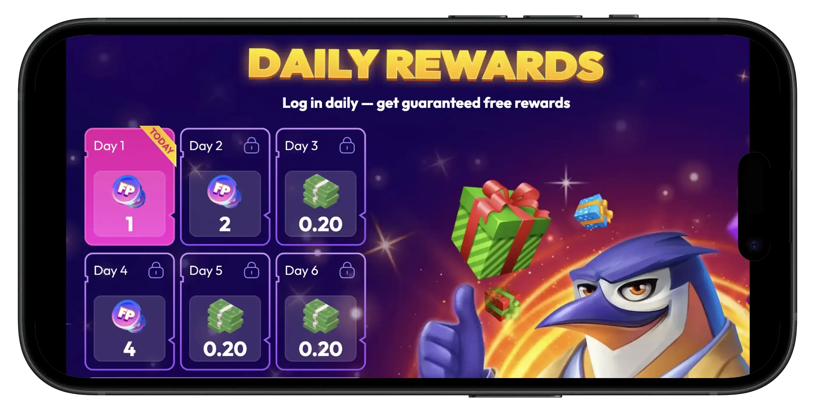 Funrize Casino daily rewards on mobile.
