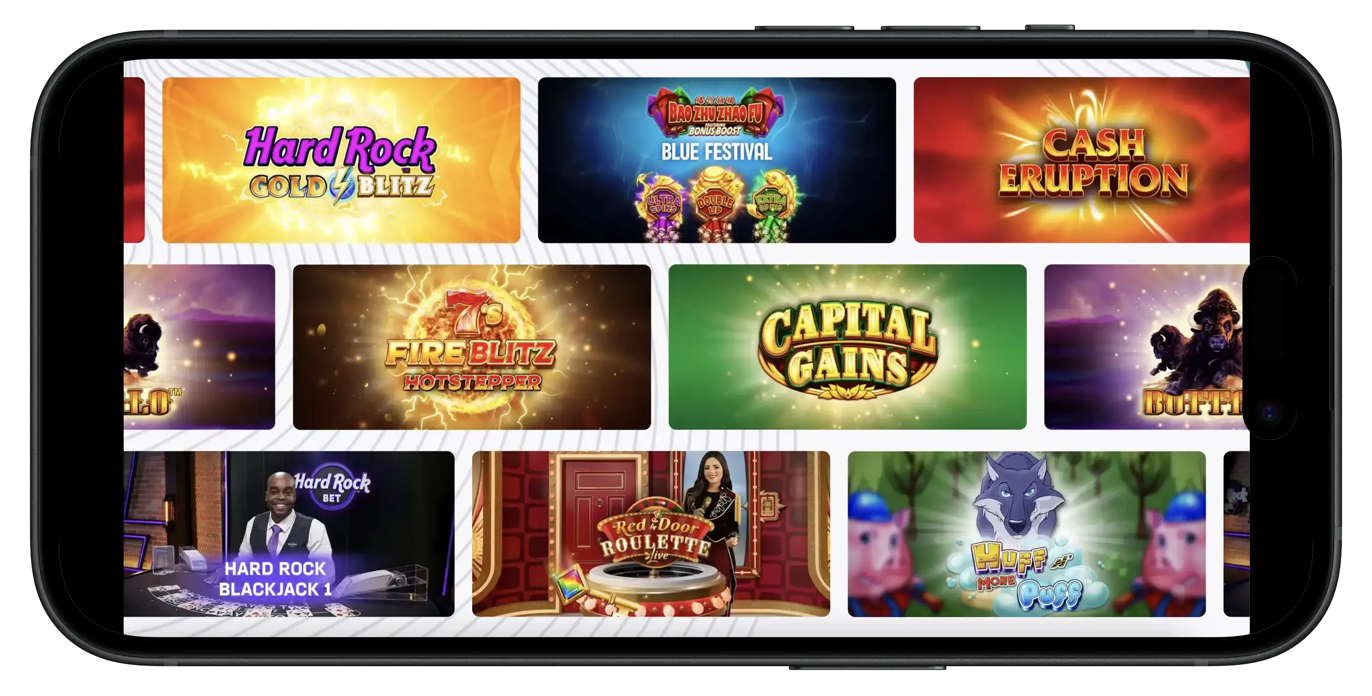 Hard Rock Bet Casino Games on mobile.