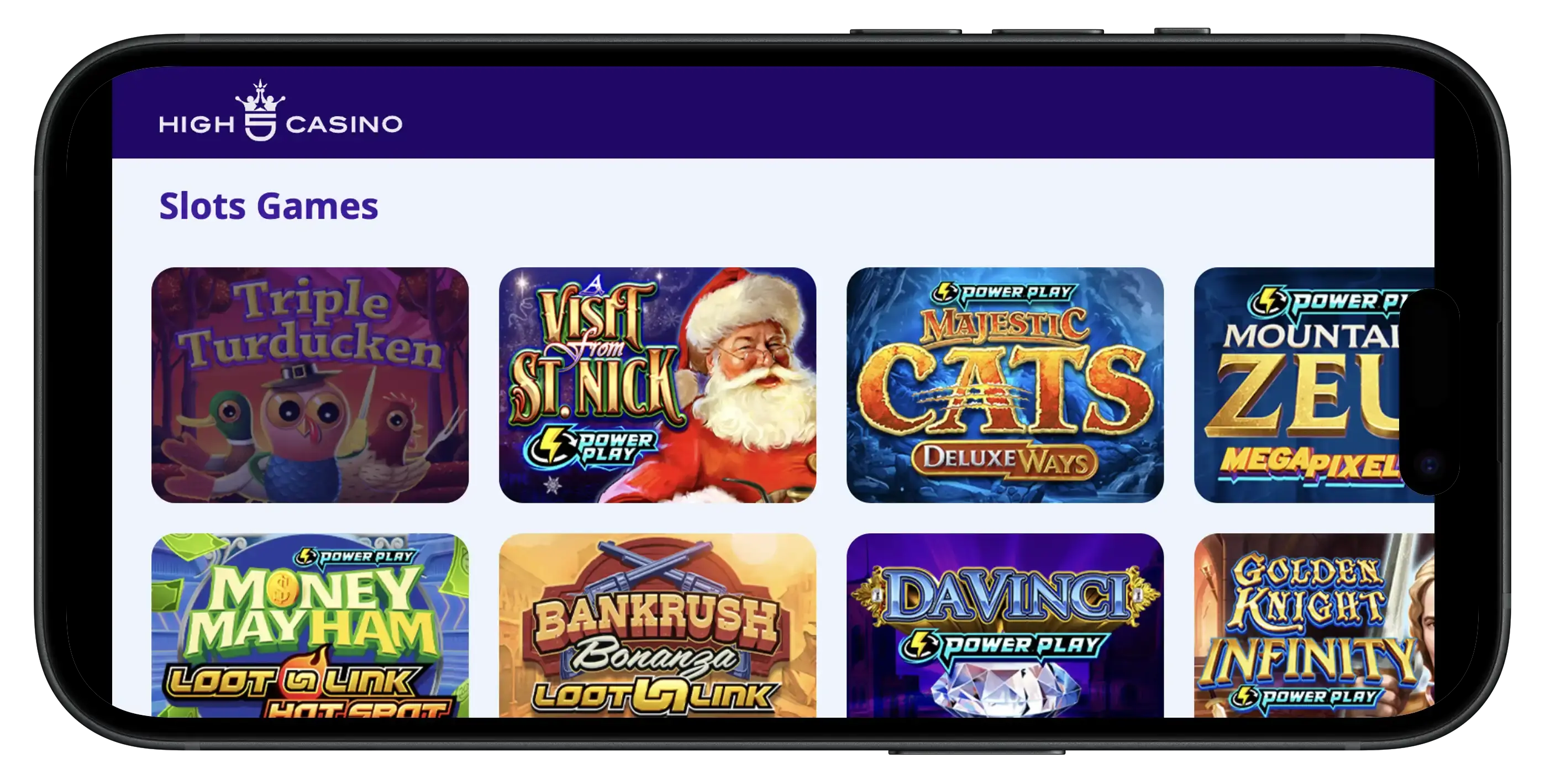 High 5 Casino slots games on mobile.