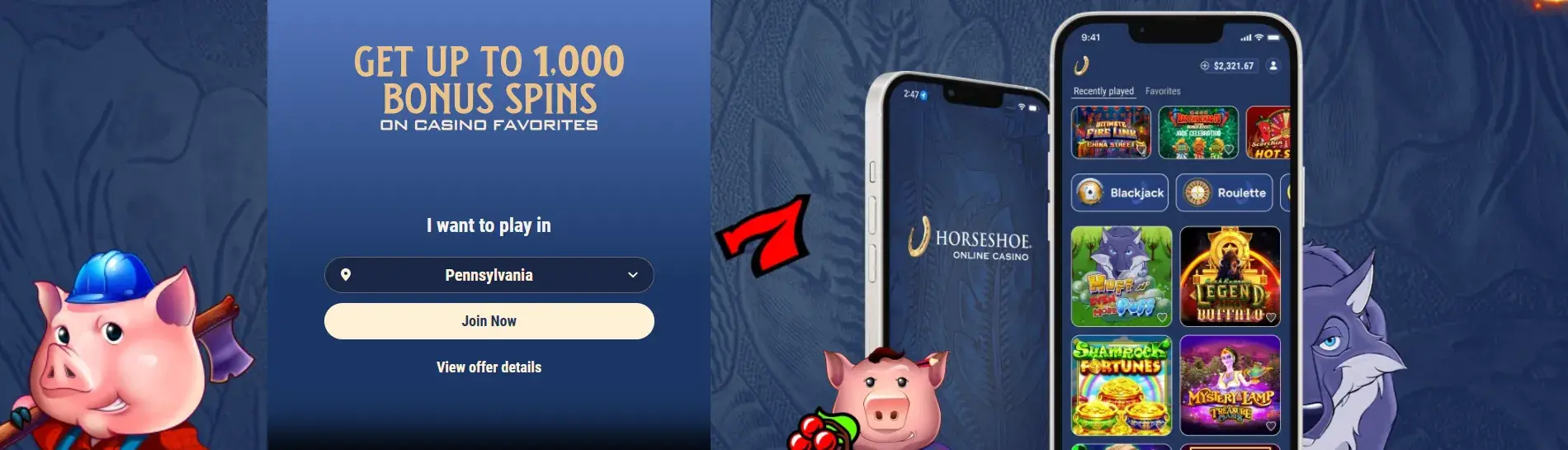 Horseshoe Casino Promo Code VIBONUSTOSS - Get up to 1,000 Bonus Spins!
