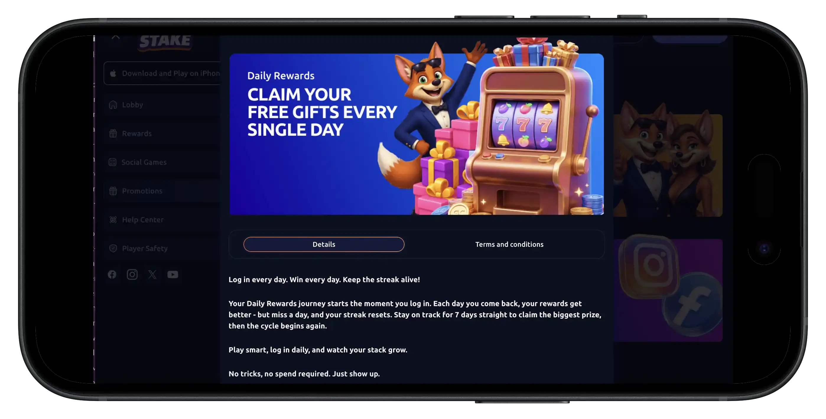 LuckyStake Daily Rewards on mobile.