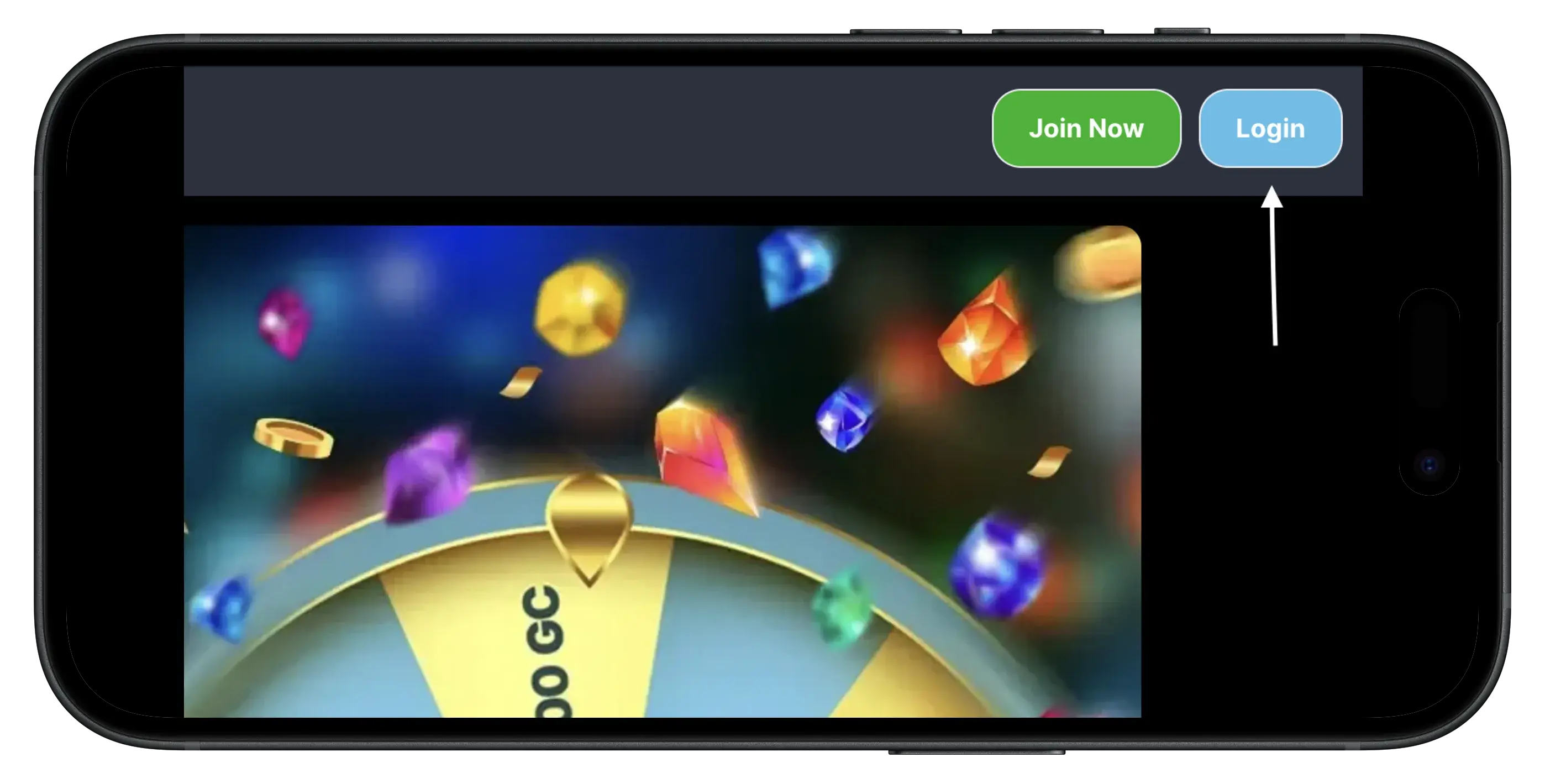 Login at Spinfinite Casino on mobile.