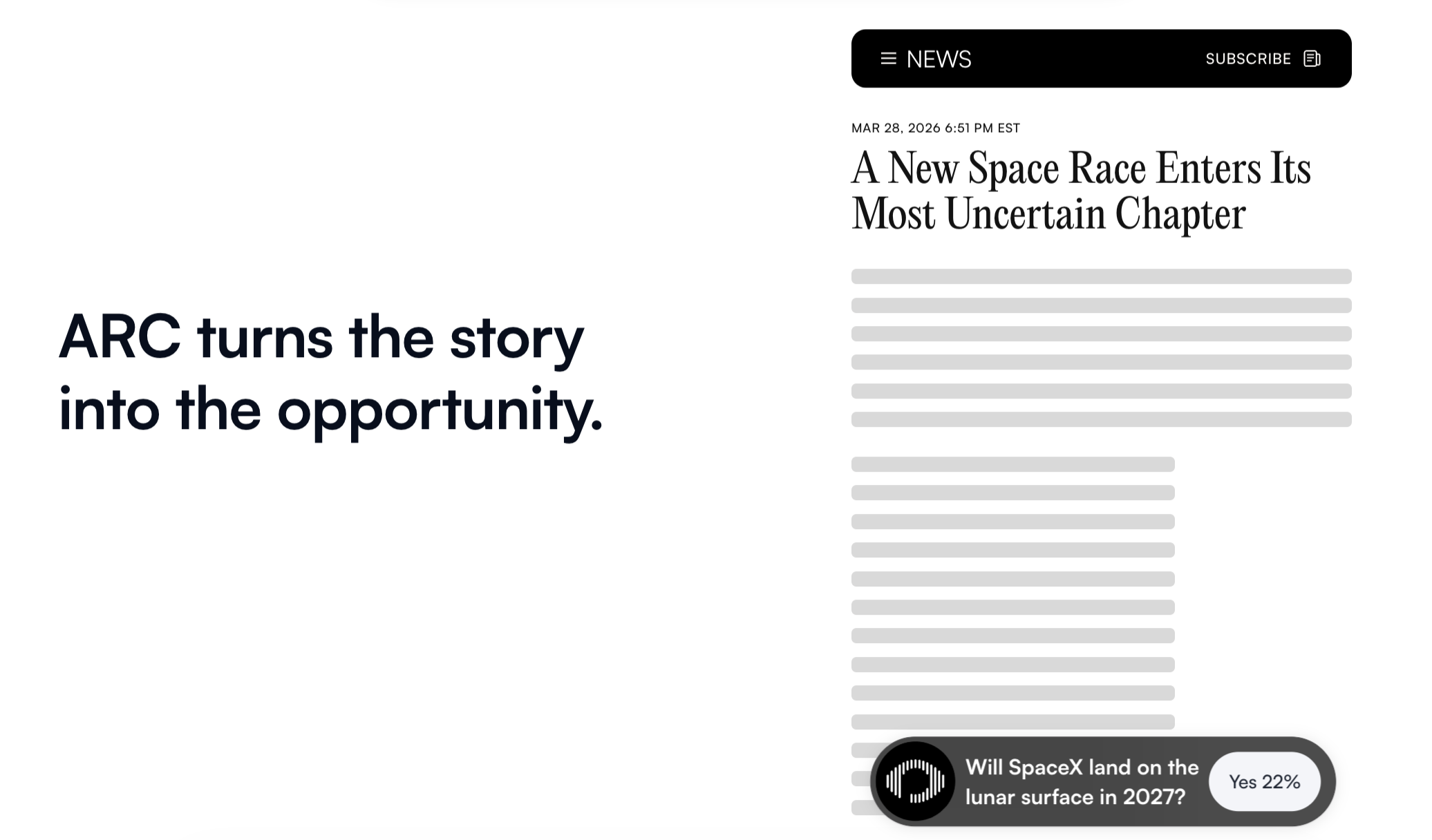 ARC: a feature that can be found inside articles from publishers that partner with Predictor or Galactic.