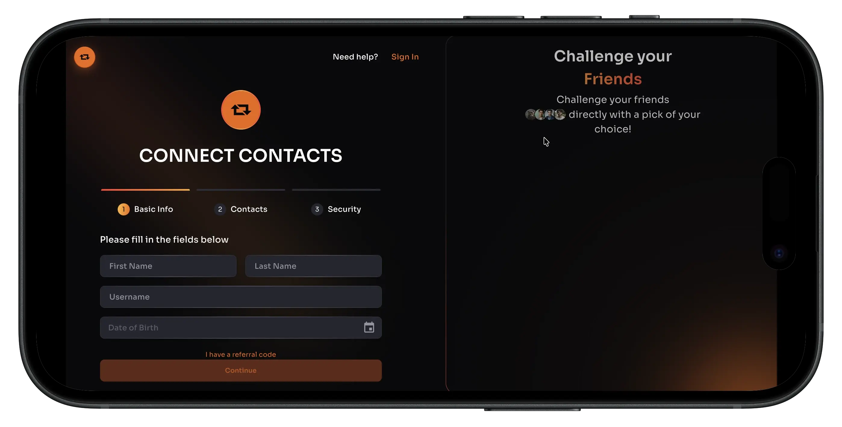Rebet Social Casino create an account prompt.
