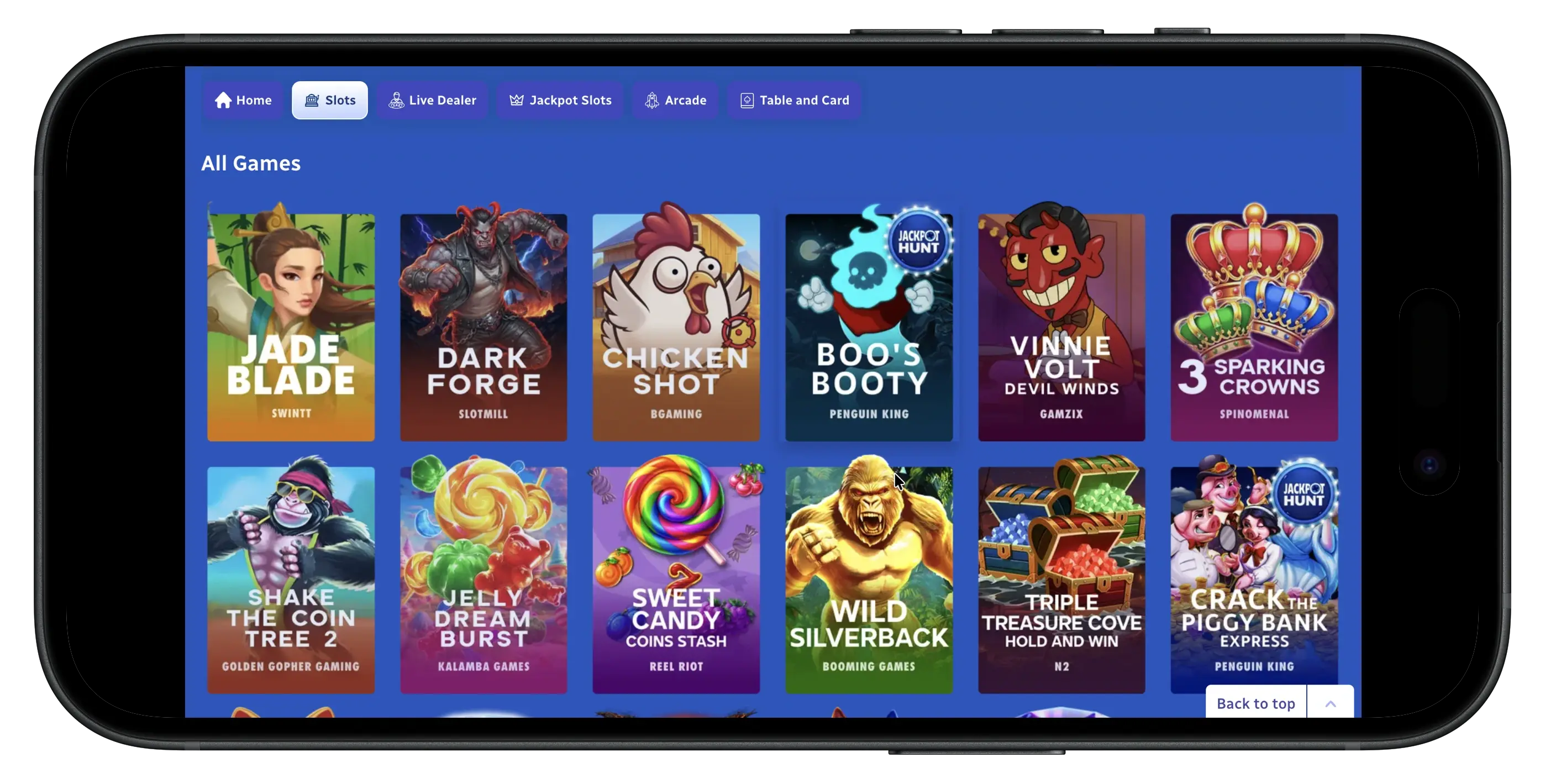 SpinBlitz slot games that are available on mobile.