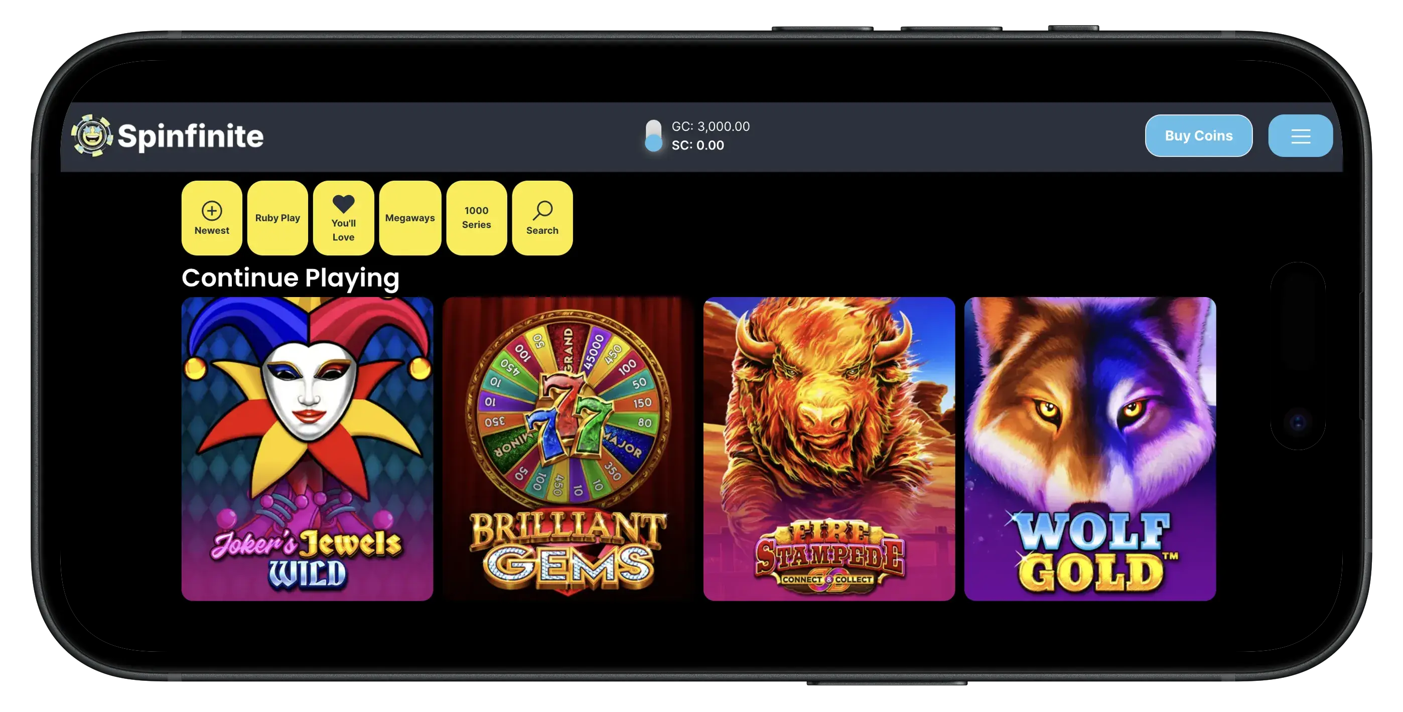 Games available at Spinfinite Casino.