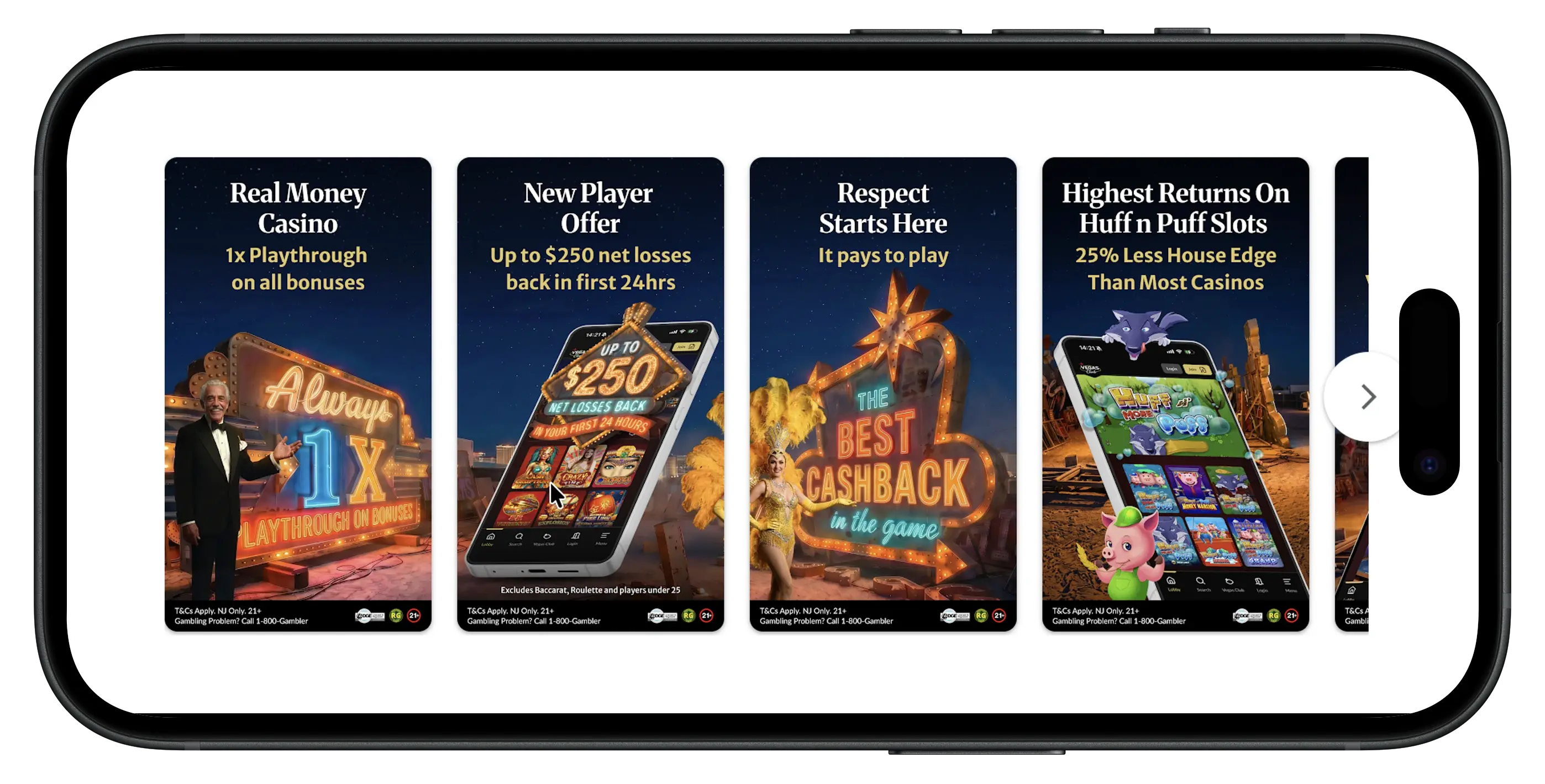 Vegas Club mobile app available on the Google Play Store.