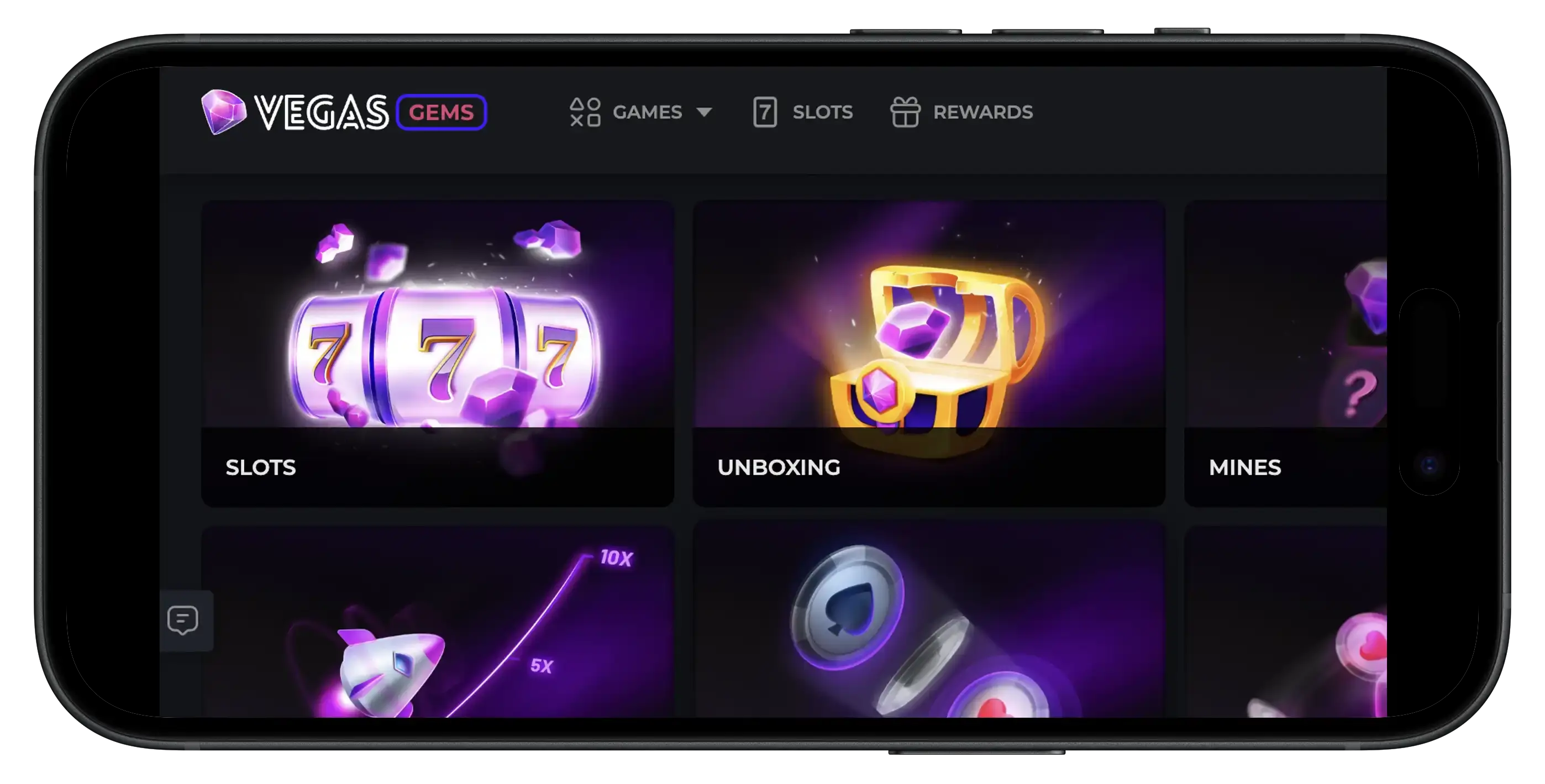 Vegas Gems Casino homepage on mobile.