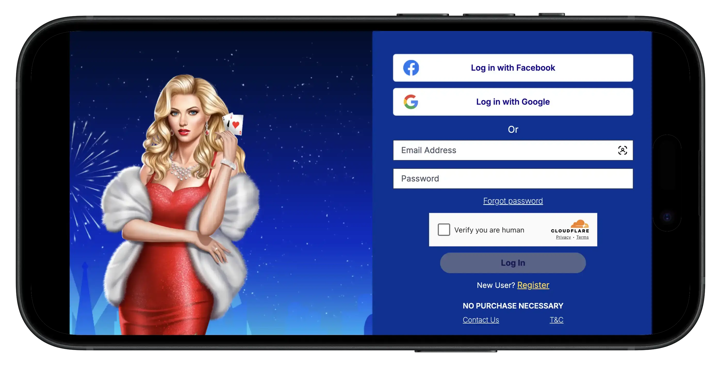 Zula Casino Log In prompt on mobile.