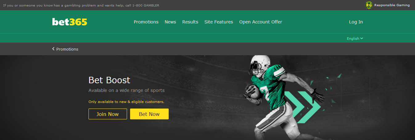 Bet365 Bet Boosts and Super Boosts website example