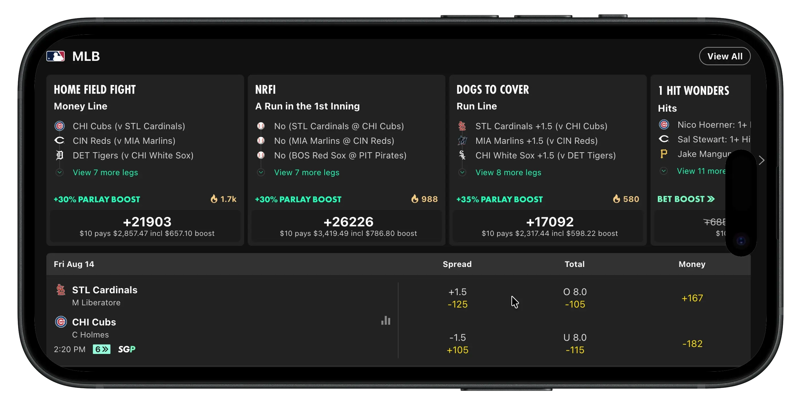 bet365 Sportbook MLB bets, wagers, and games.