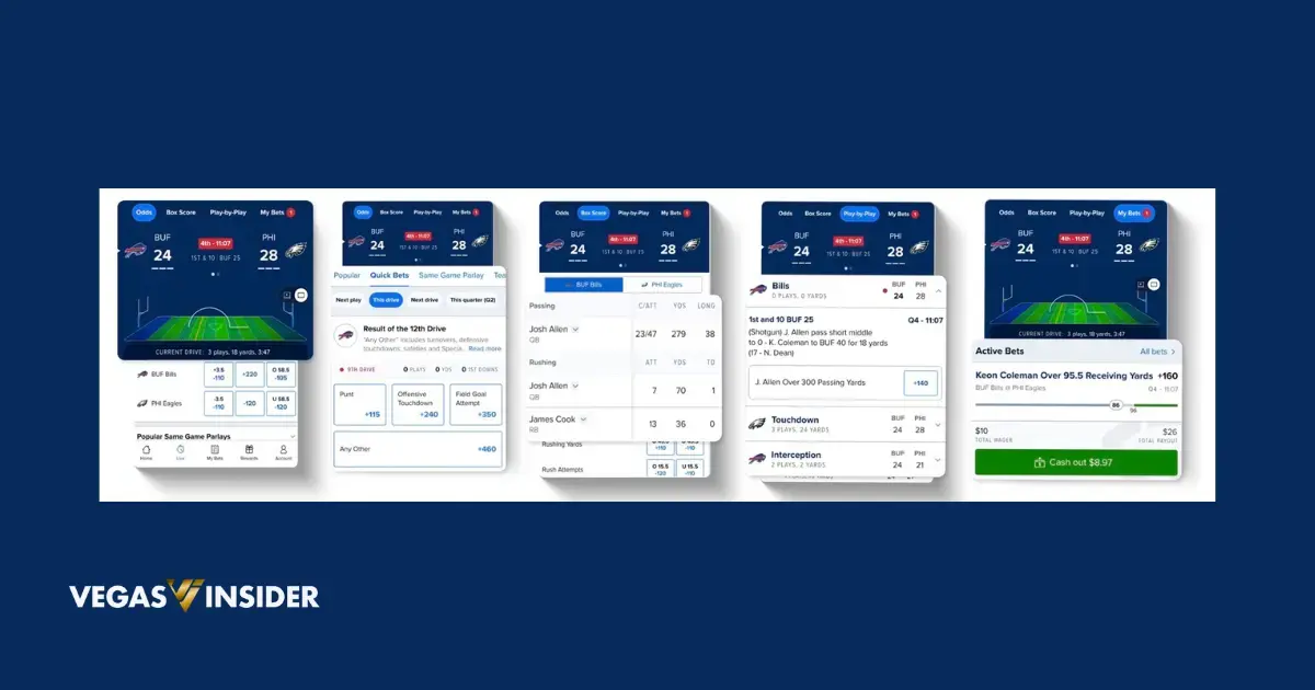 FanDuel Sportsbook's live betting setup example