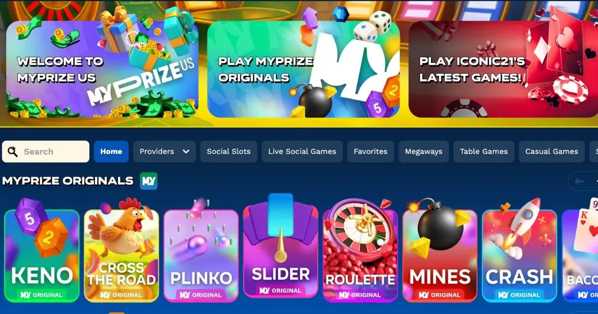 MyPrize Casino US website screenshot