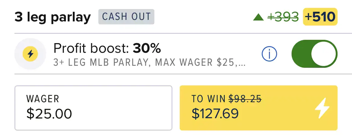 FanDuel Sportsbook example on how boosted odds work