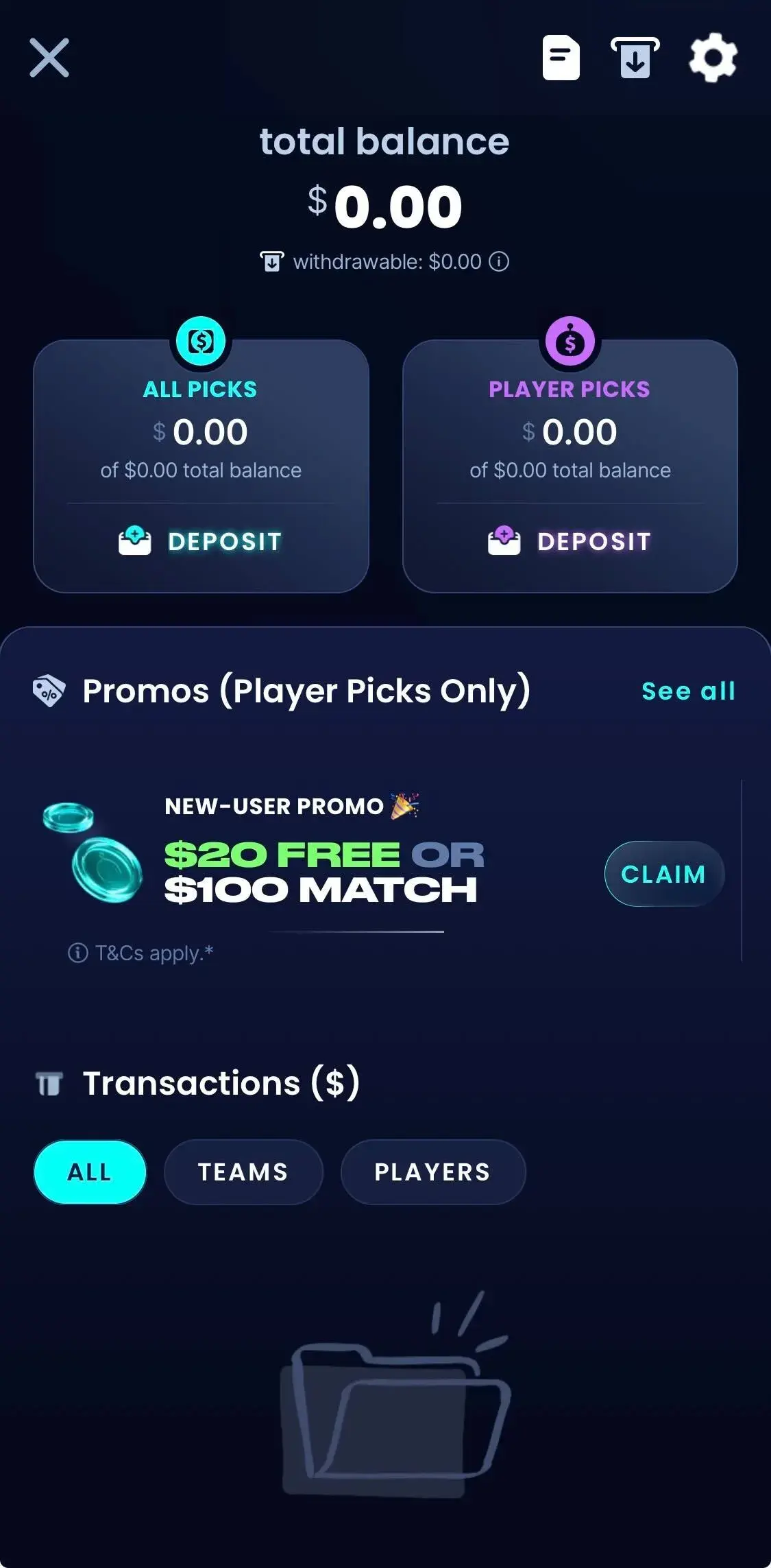 sleeper app image of deposit options