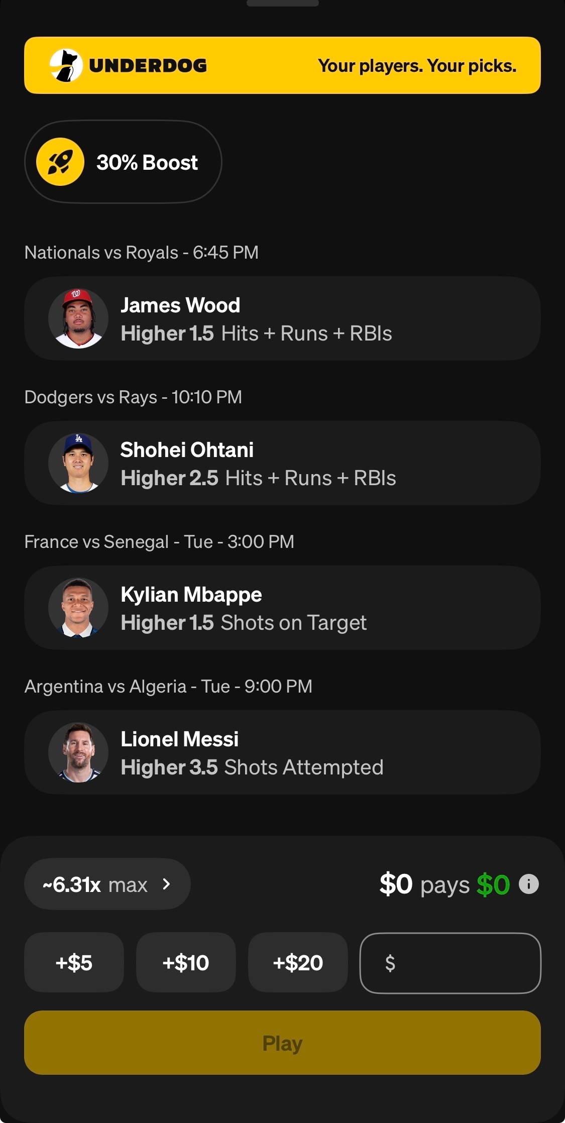 popular parlay picks on underdog today