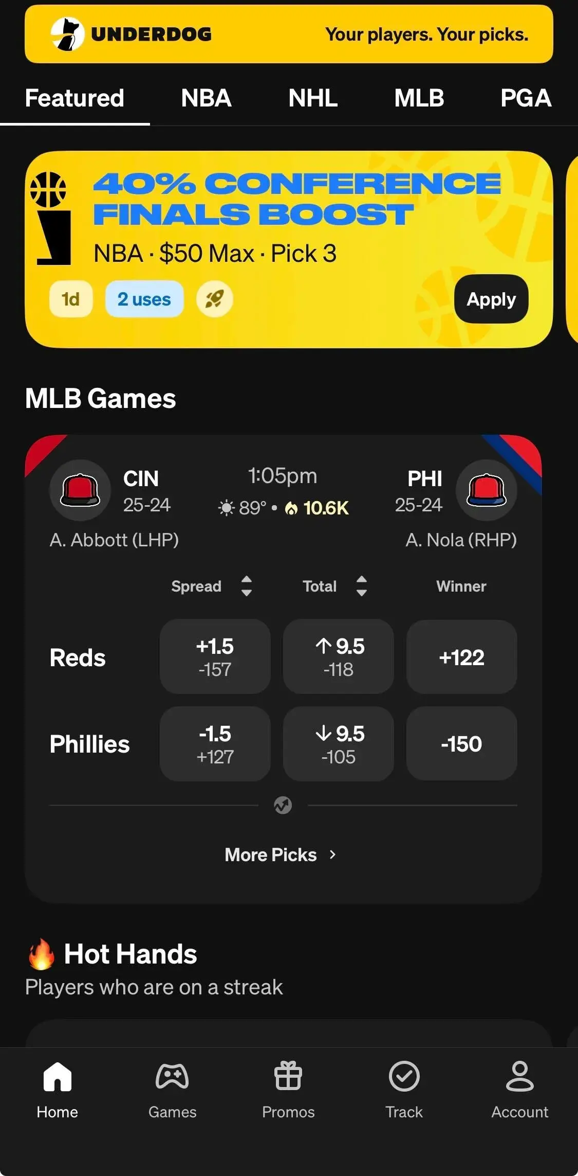 Popular Underdog picks today