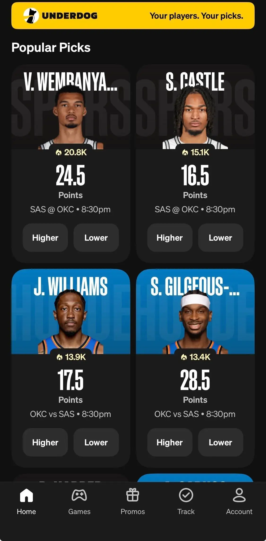 popular nba picks on underdog today