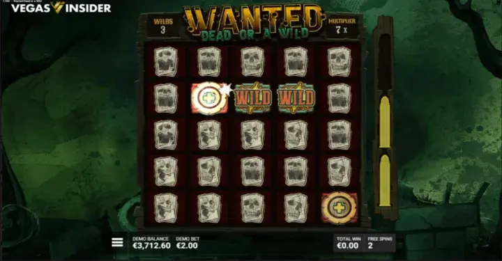 Dead Man's Hand bonus round in Wanted Dead or a Wild slot by Hacksaw Gaming, collect wilds and multipliers before showdown phase.