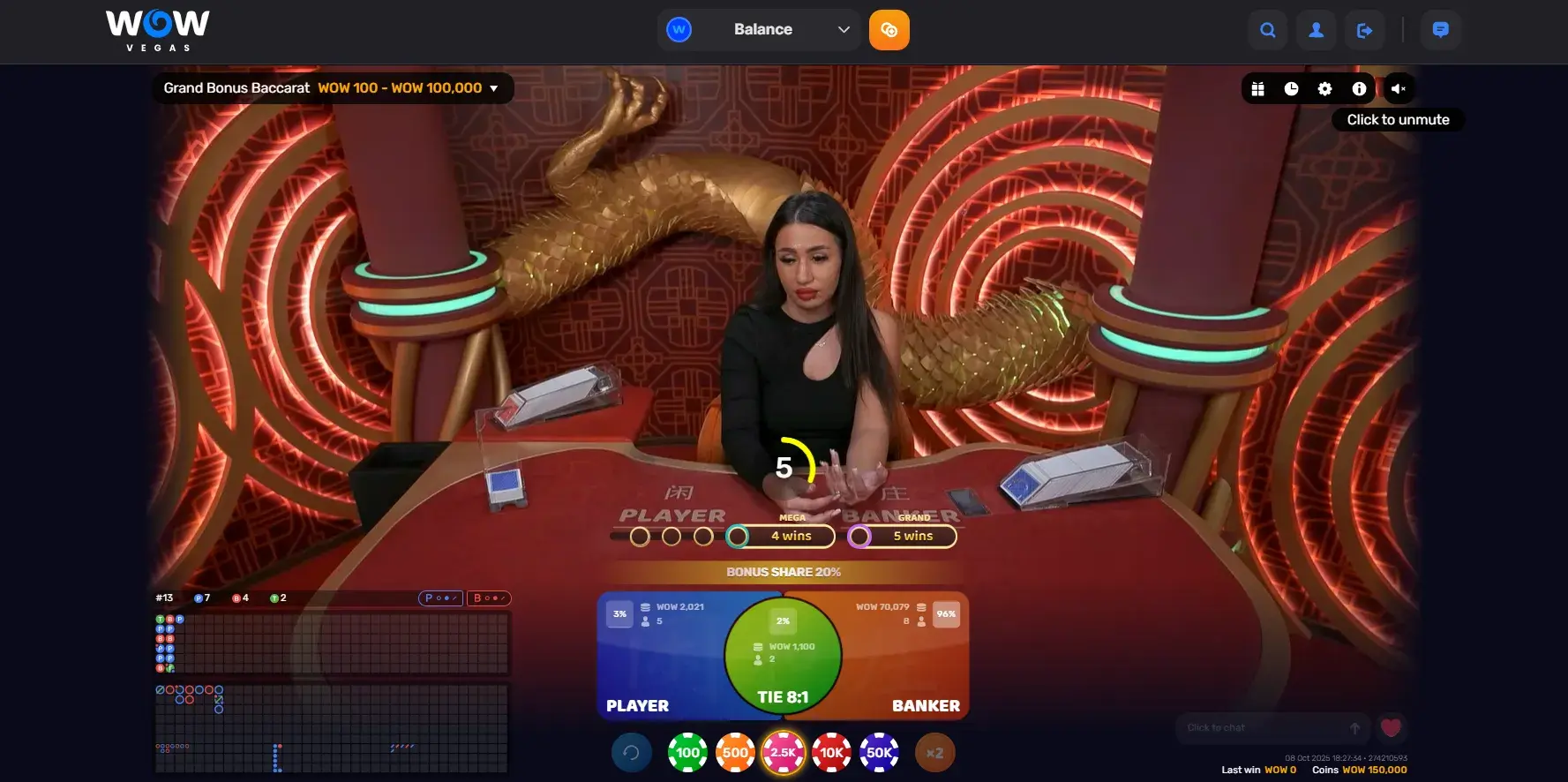 WOW Vegas Grand Bonus Baccarat