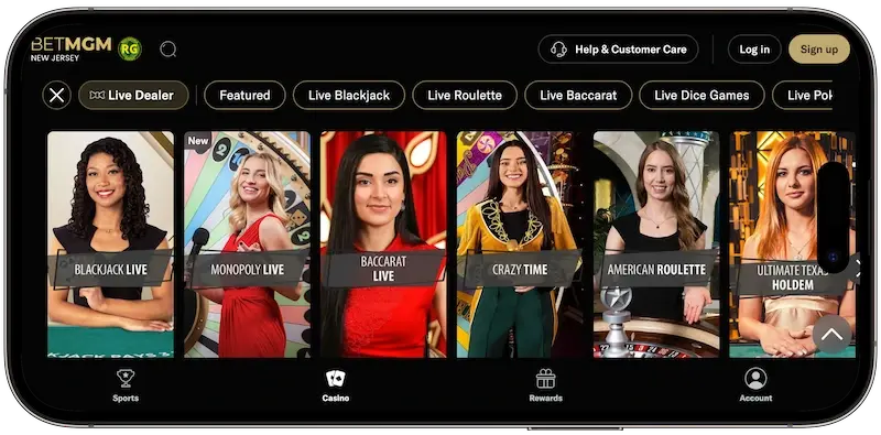 BetMGM Live Casino Lobby