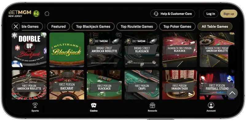 BetMGM Casino Table Games