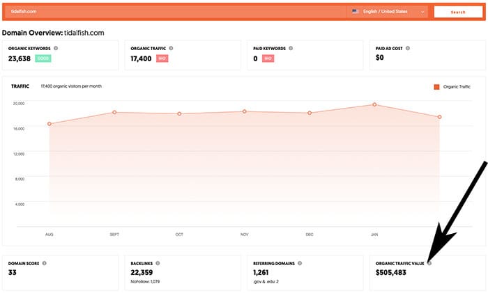Organic Traffic SEO Value Ubersuggest Brandon C White SEO online marketing digital marketing expert Screen_Shot