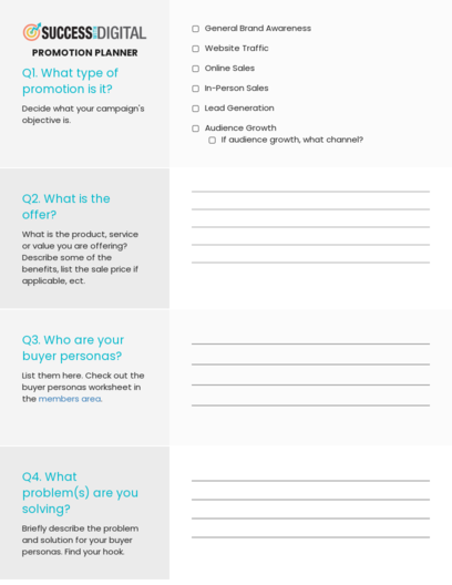 Success with Digital- Download Marketing Resources & Worksheet