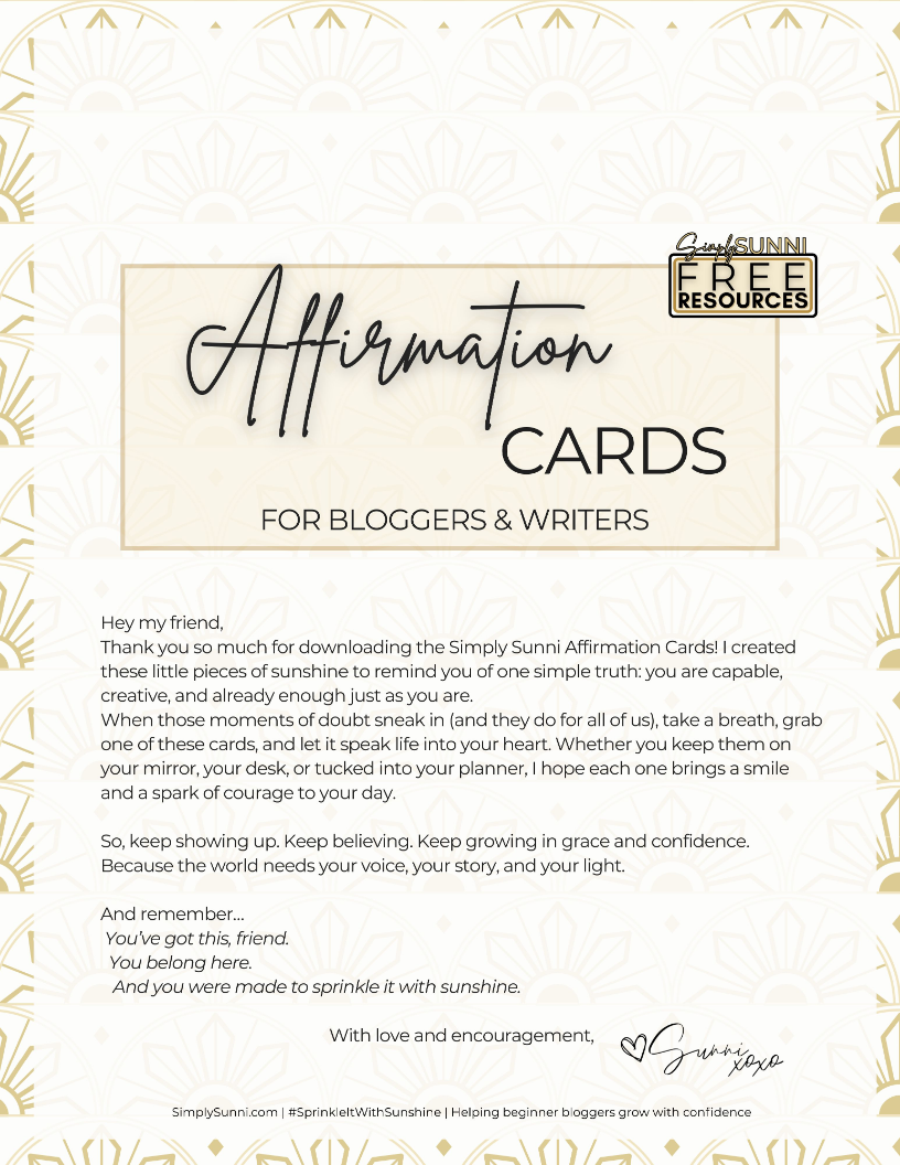 Affirmation Cards for Bloggers and Writers - PDF
