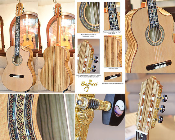 Bellucci Guitars - Zebrawood back and sides, Cedar top Concert Classical Guitar