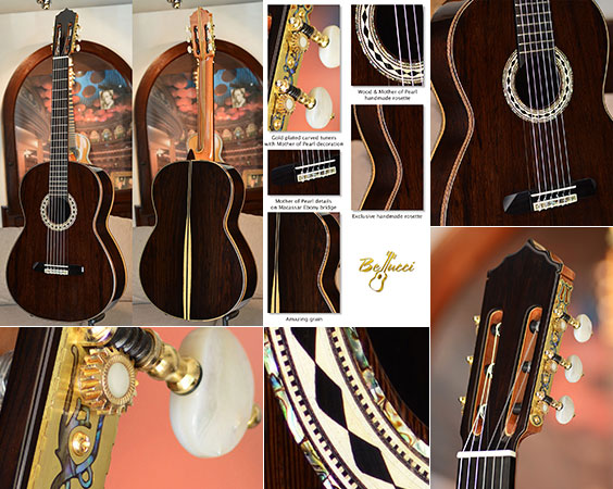 Bellucci Guitars - African Blackwood back and sides, African Rosewood top Concert Classical Guitar