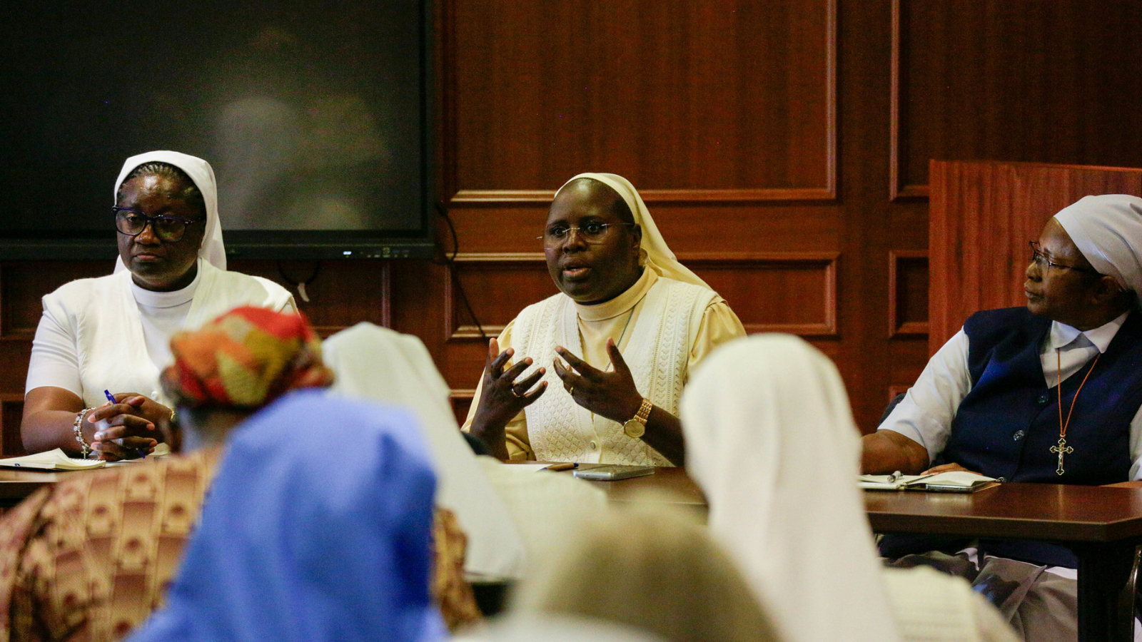Sister Pasilisa Namikoye, LSOSF (center), Executive Secretary of the Association of Sisterhoods of Kenya.