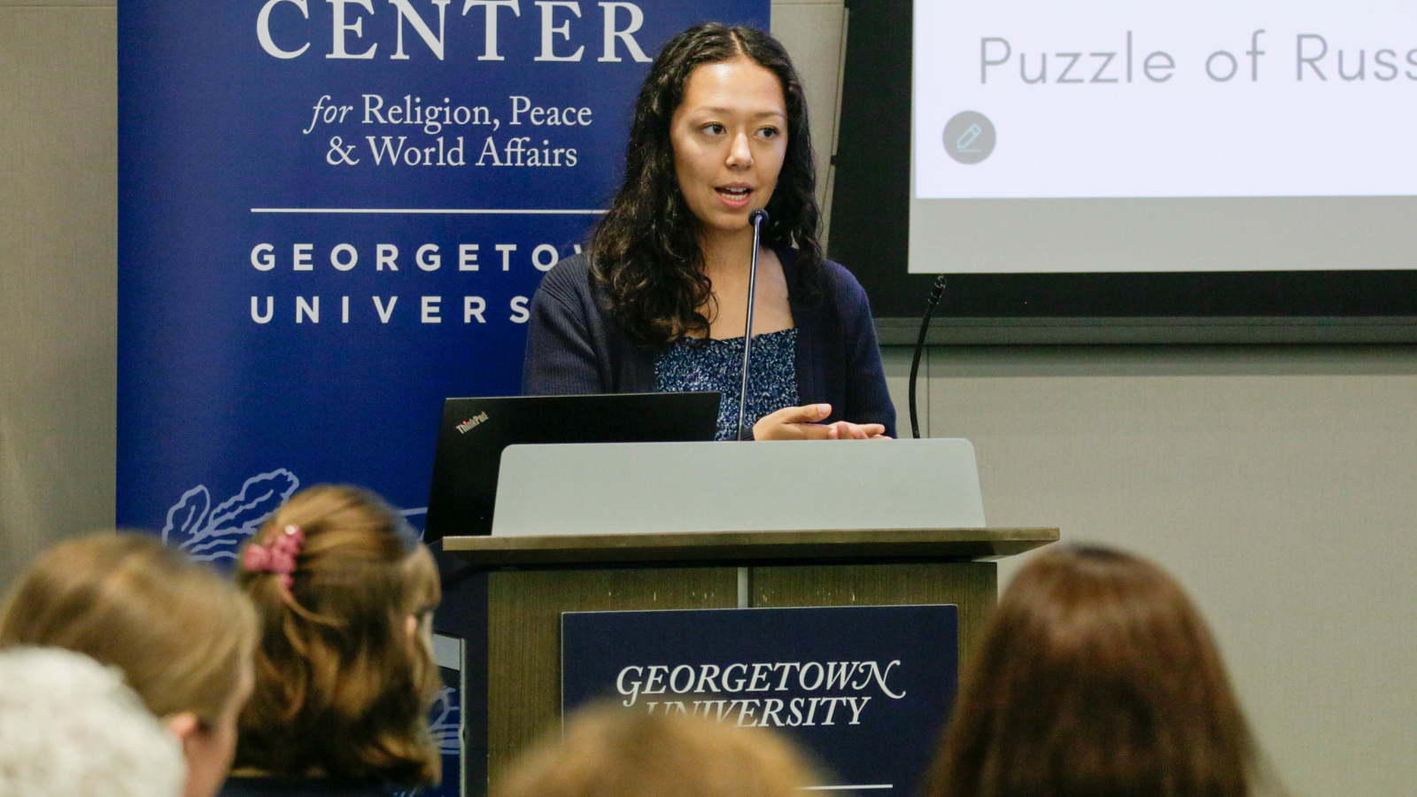 Allie Schlicht (SFS’27) discusses her research project, "Social Justice Through Public Service at Comillas University."