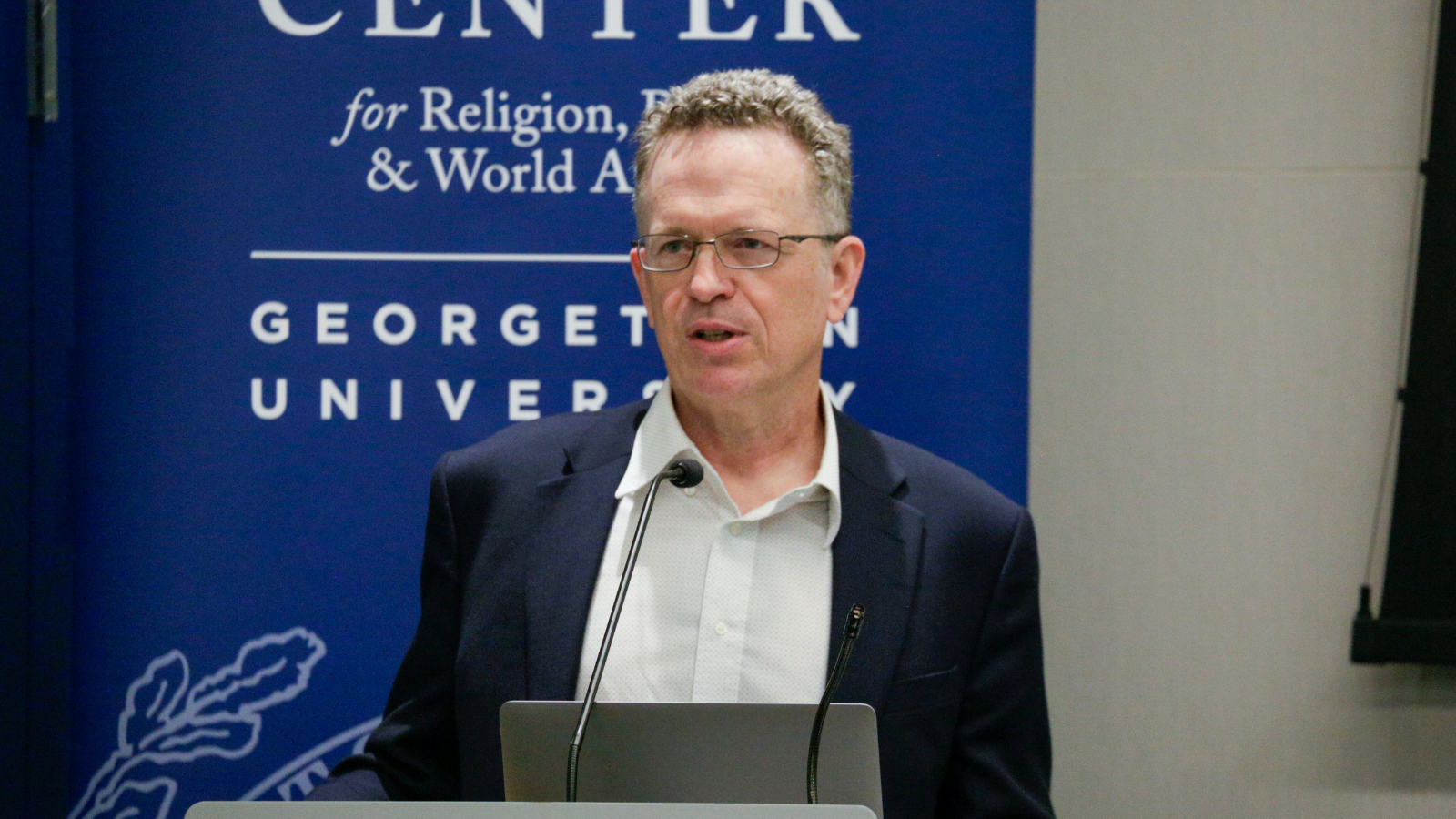 Berkley Center Director Thomas Banchoff provides opening remarks on teaching justice