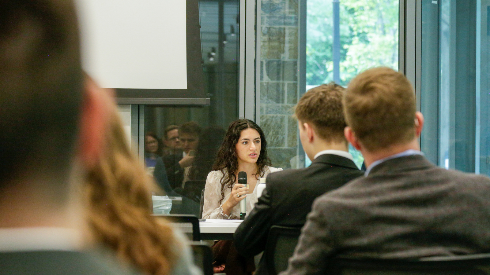Nicole Abudayeh (SFS'26) answers questions