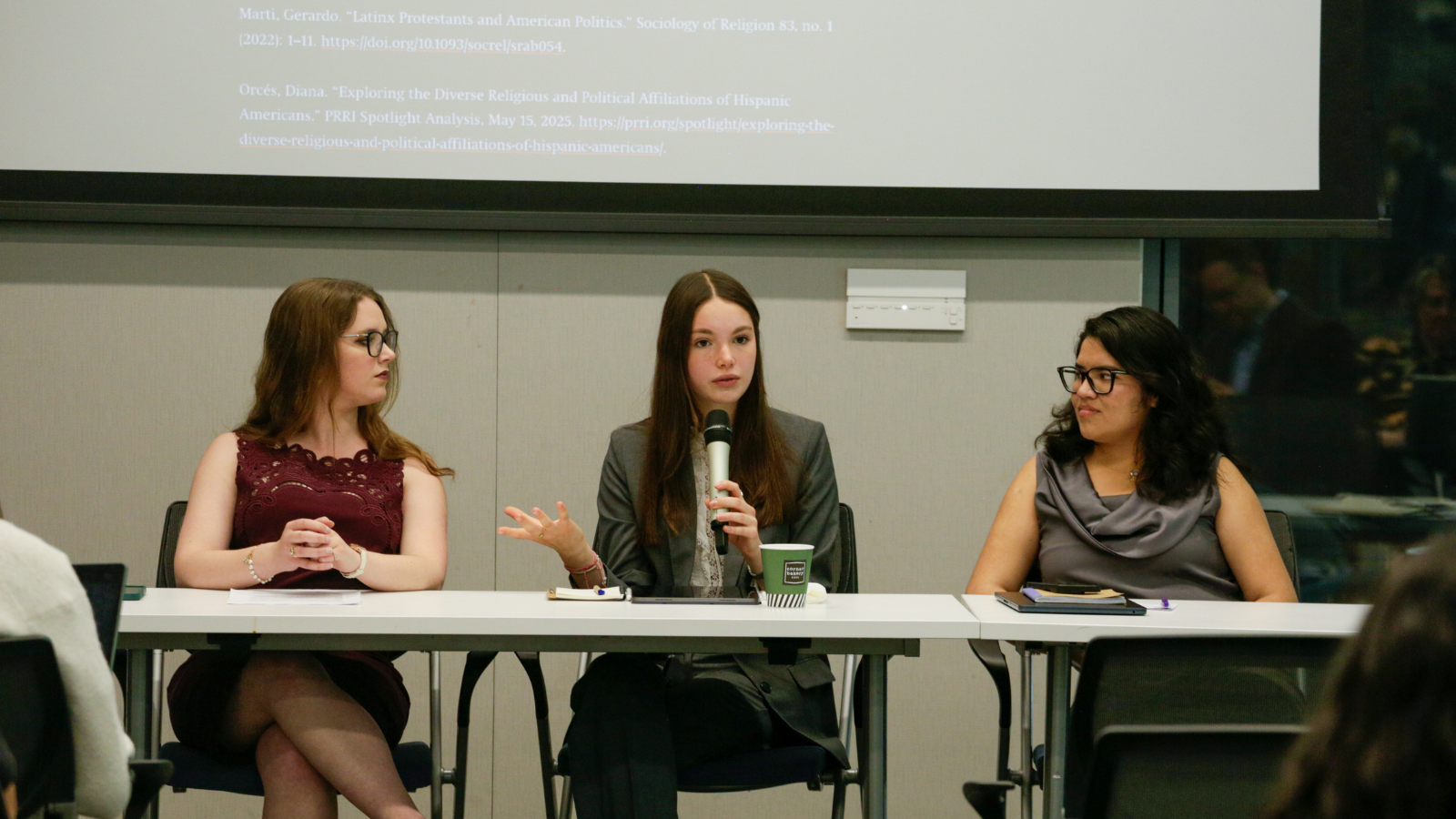 Victoria Chertorivski (SFS'26) responds during Q&A for the “U.S. Protestantism in a Comparative Perspective” panel