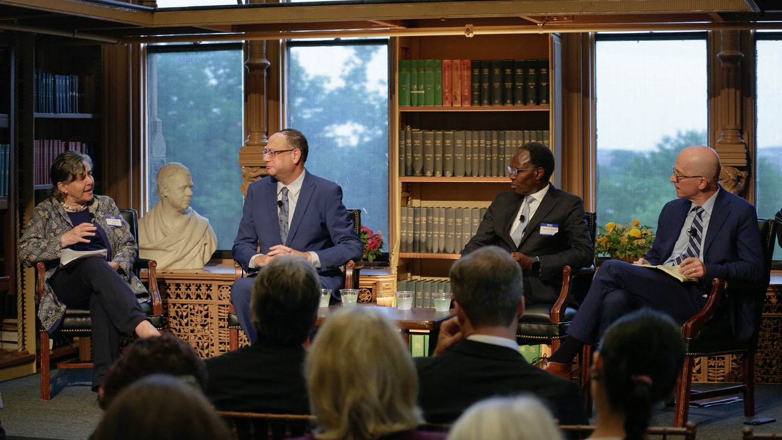 Berkley Center Senior Fellow Katherine Marshall moderates a panel on "Economic Growth for the Common Good"
