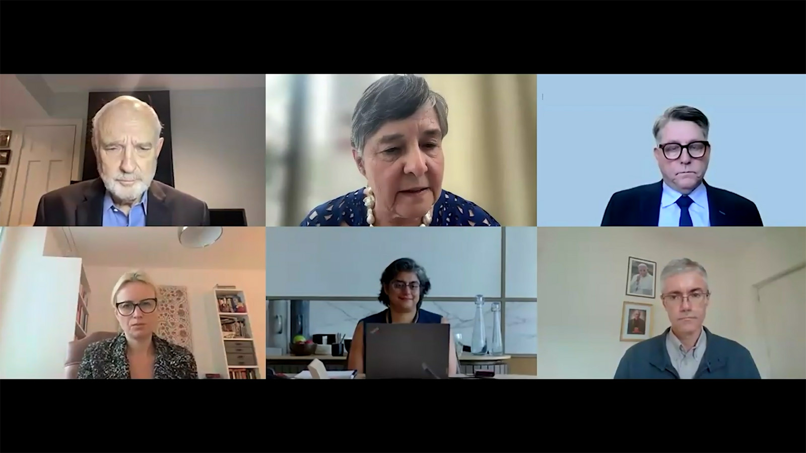 Screenshot of panelists during the webinar "To End the Scourge of Human Trafficking"