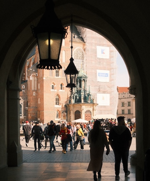 People walking and gathering in Poland