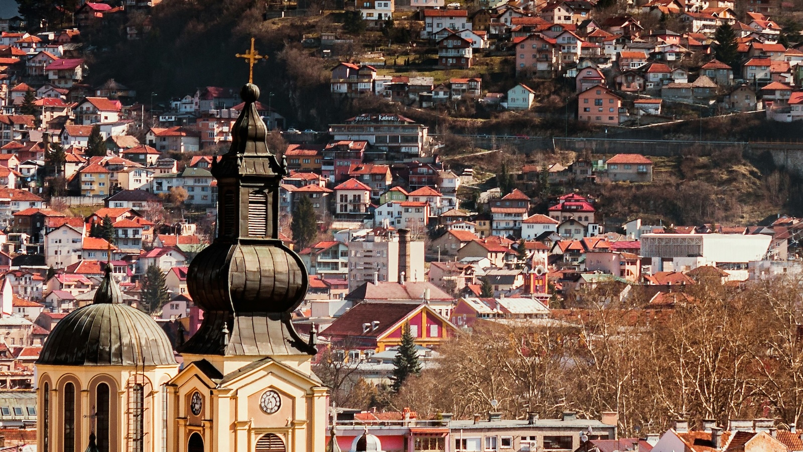 A Church spire in Bosnia and Herzegovina