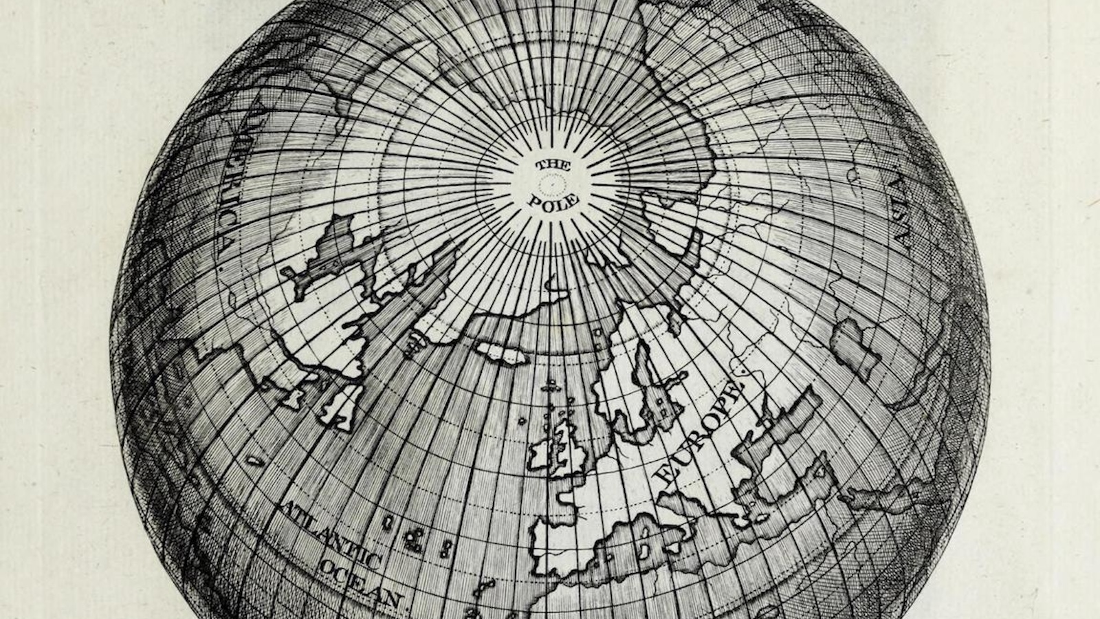 Line map showing a top-view of the earth