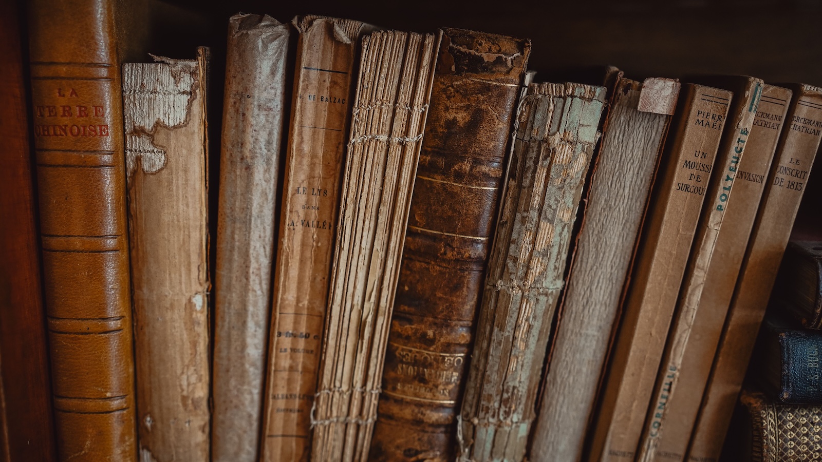 Old books on a shelf