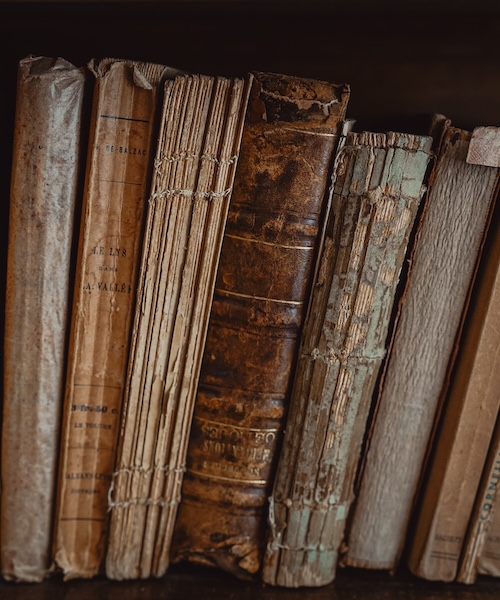 Old books on a shelf